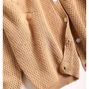 Áo khoác cardigan len đan hình thoi dài tay cổ tròn - NU9361