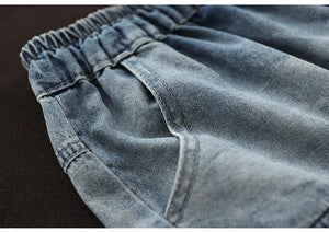 Quần baggy lửng denim lưng thun chần chữ Z - NU8903