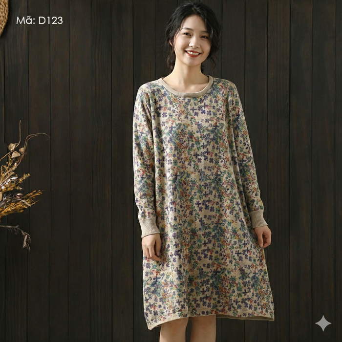 Đầm liền dệt kim cổ tròn - D122