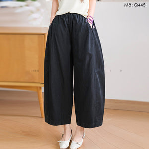 Quần baggy lửng lưng thun ống rộng - Q445
