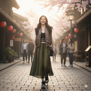 Áo khoác da gile cổ đứng hai túi chéo - A389