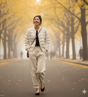 Áo khoác dài tay cổ bóng chày kiểu hai túi chéo - A430