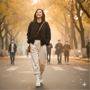 Áo khoác dài tay cổ bóng chày kiểu trần trám - A427