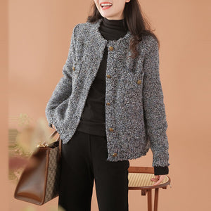 Áo khoác len dài tay cổ tròn khuy cài một túi vuông - NU9591