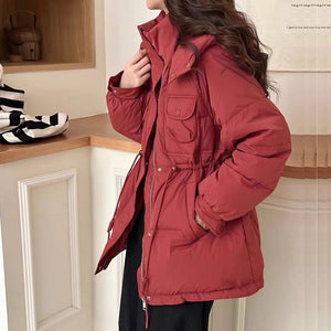 Áo khoác parka dài tay cổ đứng có mũ lót lông - NU9618