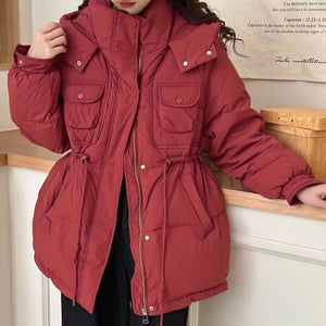 Áo khoác parka dài tay cổ đứng có mũ lót lông - NU9618