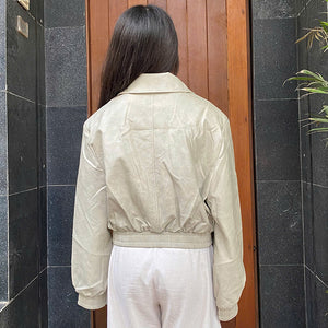 Áo khoác da jacket dài tay cổ đức túi chéo - A508