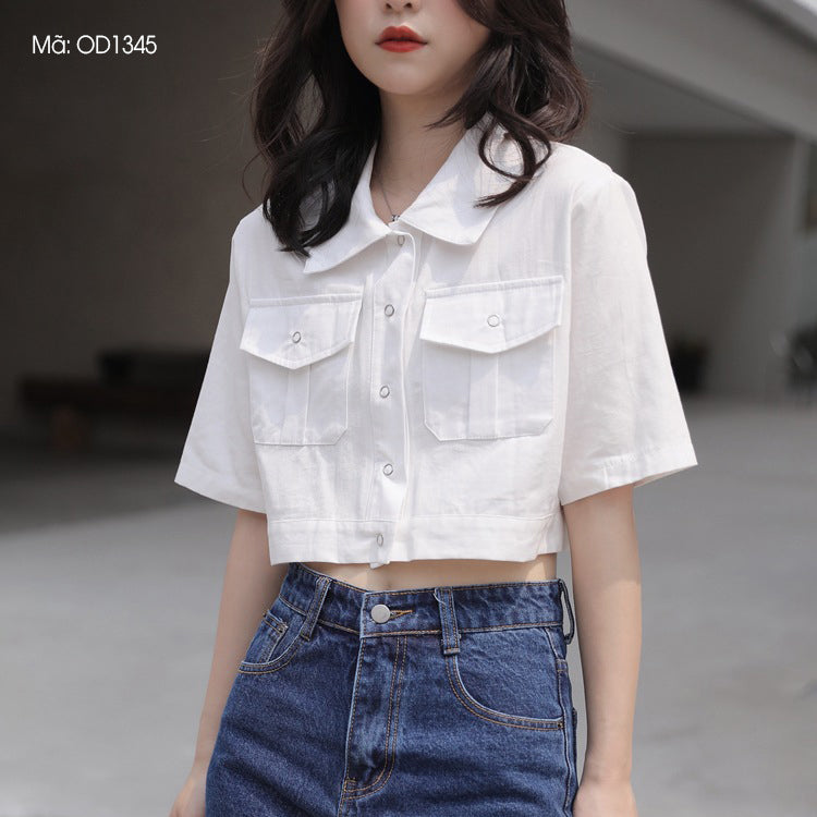 ÁO SƠ MI CROPTOP TAY NGẮN KẺ SỌC CARO  ÁO CROPTOP CỔ VEST CARO KẺ NHIỀU  MÀU GIÁ RẺ  Lazadavn