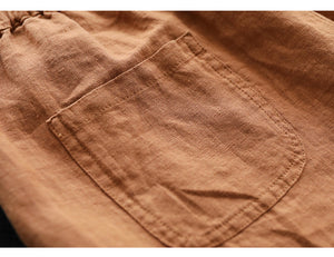 Quần baggy linen lưng thun phối vải màu gấu thắt dây - NU7367