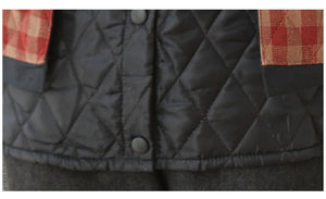 Áo khoác linen kẻ sọc caro chần bông khuy bấm - NU8097