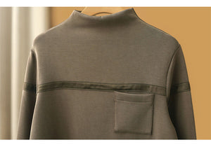 Áo T-shirt dài tay cổ đứng một màu túi vuông - NU7929