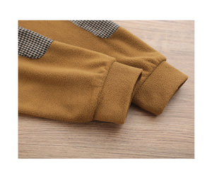 Áo hoodies dài tay kiểu chắp vá vải caro - NU8170