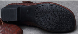 Giày da retro đế cao kiểu đan có quai - OD0271