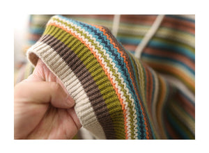 Áo hoodies len dệt kim dài tay kẻ sọc sắc màu - NU8120
