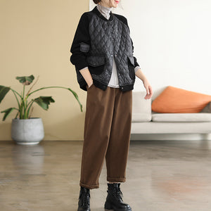 Áo khoác lót lông trần trám dài tay phối mảnh thun - NU8025