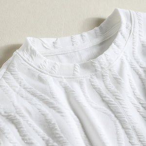 Áo T-shirt ngắn tay cổ tròn kiểu vặn thừng form rộng - NU8392