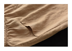 Quần baggy linen lưng thun túi vuông một màu - NU6970