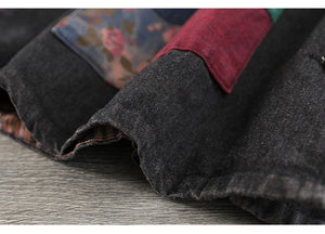 Áo khoác denim sát nách có mũ phối mảng màu - NU7601