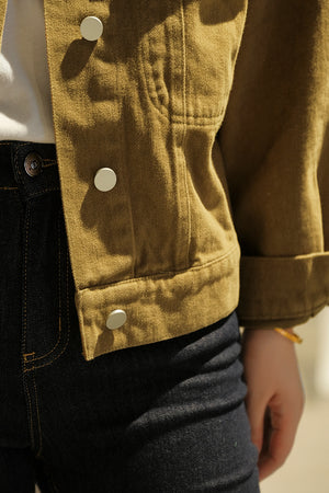 Áo khoác jacket denim dài tay cổ đức hai túi vuông - NU7746