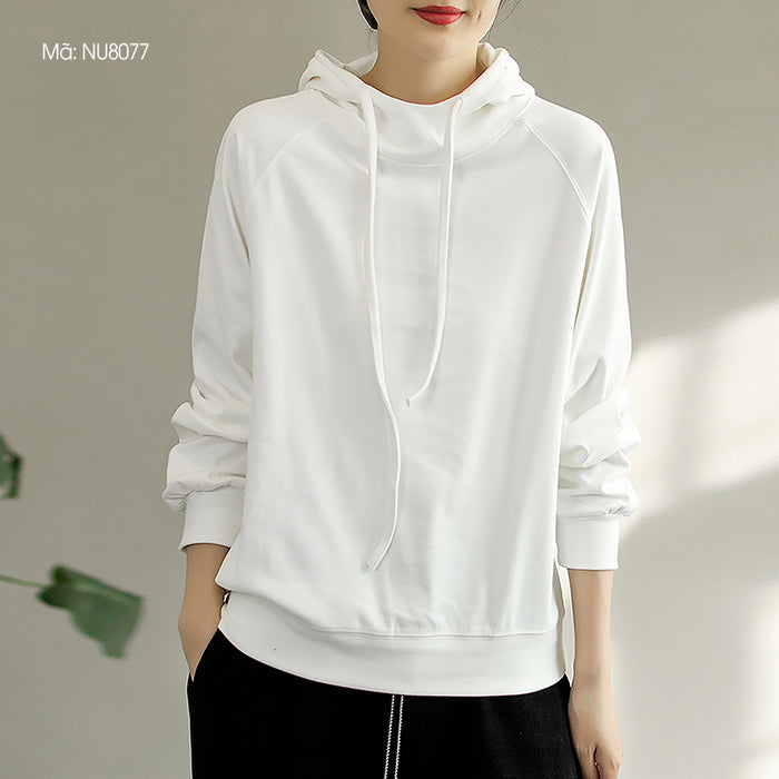 Áo hoodies bông nhung dài tay một màu - NU8077