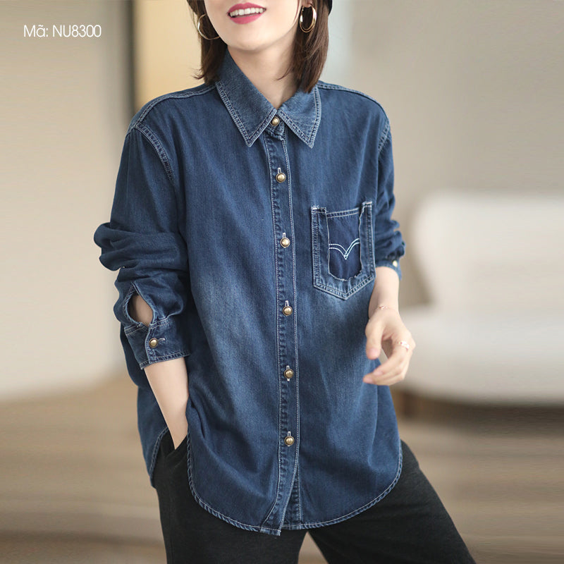 Áo sơ mi denim nam dáng rộng  ammofficial