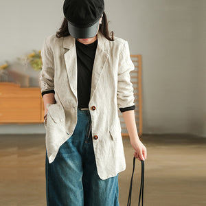Áo khoác vest linen dài tay hai khuy cài - NU7700
