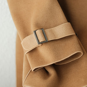 Áo khoác măng tô len dạ dài tay eo có đai - NU7725