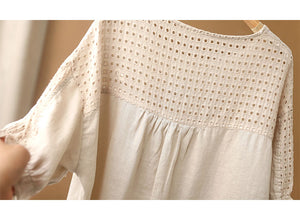 Áo T-shirt linen ngắn tay cổ tròn in cô gái - NU7503
