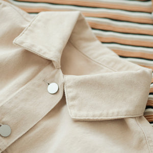Áo khoác jacket denim dài tay cổ đức hai túi vuông - NU7746