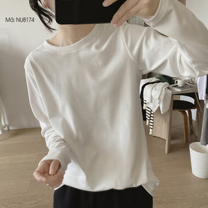 Áo T-shirt dài tay cổ tròn một màu - NU8173