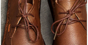 Giày da retro cột dây để bằng kiểu may tay - OD0286