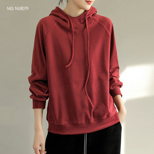 Áo hoodies bông nhung dài tay một màu - NU8077
