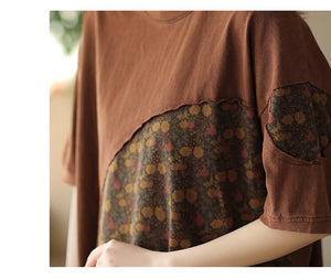 Áo T-shirt ngắn tay cổ tròn hai mảnh in hoa nhí - NU8573