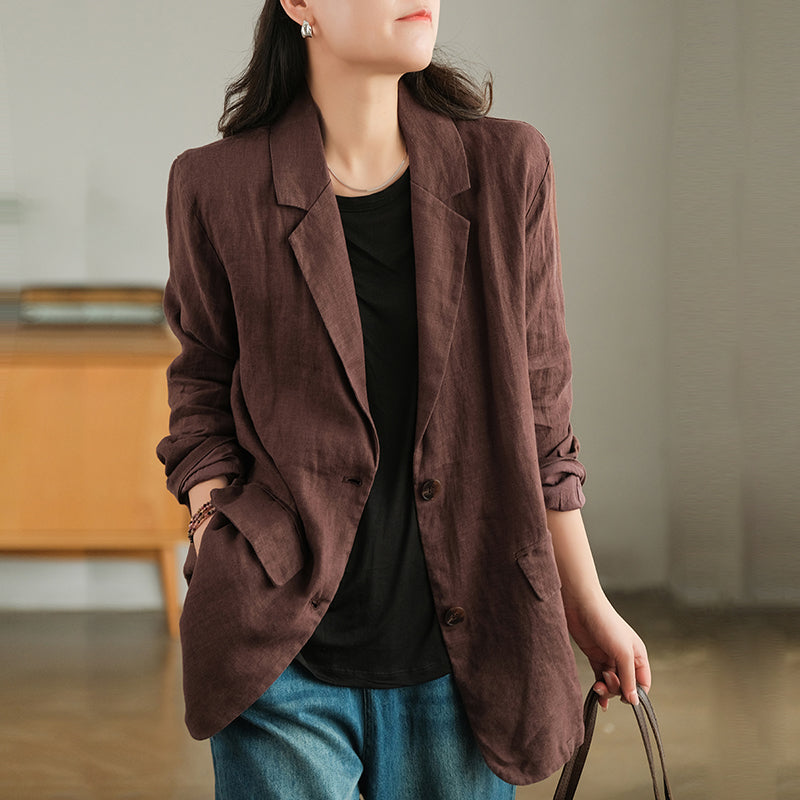 Áo vest Blazer Linen nữ 1 lớp chất vải linen mềm mại thời trang thu đông