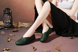 Giày da retro Morigirl đế bệt - NU4814