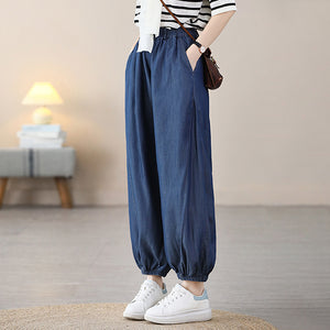 Quần baggy denim lưng thun ống túm hai túi chéo - NU8595