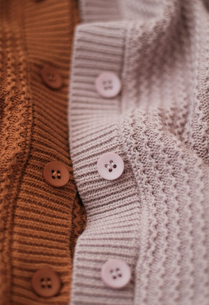 Áo khoác cardigan len đan kiểu bện thừng dài tay cổ V - NU7680