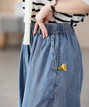 Quần baggy denim lưng thun ống túm hai túi chéo - NU8595