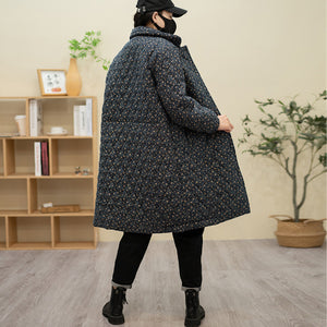 Áo khoác form dài retro chần trám lót lông nhung - NU8133