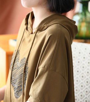 Áo hoodies ngắn tay in hình trái tim có túi - NU8488