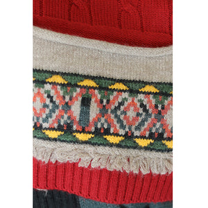 Áo khoác len dài tay hai cổ V túi vuông mảng màu đối xứng - NU7844