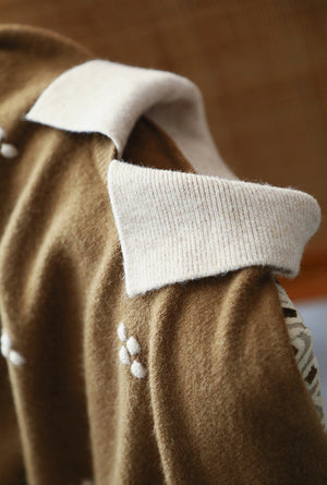 Áo len dệt kim cổ đức dài tay móc bông hoa kiểu - NU8177