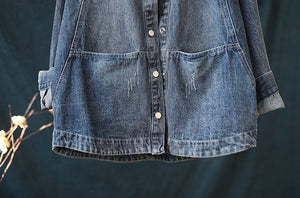Áo khoác denim dài tay cổ đức hai túi ngang - NU3345 - kamaka.vn - thời trang nhật