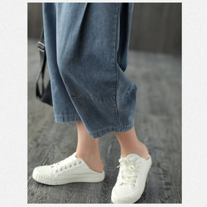 Quần baggy denim lưng thun xếp ly đối xứng - NU6882