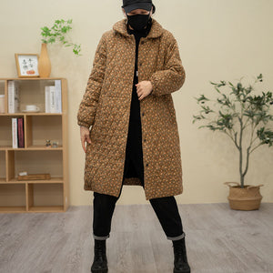 Áo khoác form dài retro chần trám lót lông nhung - NU8133