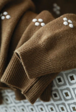 Áo len dệt kim cổ đức dài tay móc bông hoa kiểu - NU8177