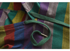 Áo hoodies ngắn tay kẻ sọc vạt kiểu rách - NU8482