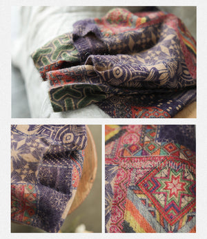 Áo len cashmere dài tay cổ tròn hoa văn thổ cẩm - NU8132