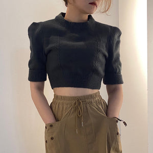 Áo len croptop ngắn tay cổ tròn - NU8471